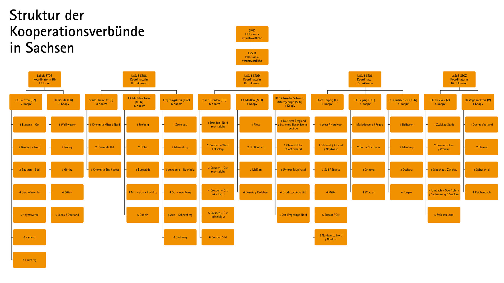 Darstellung der Struktur der Kooperationsverbünde in Sachsen